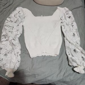 Fate Cream Lace Sleeve Blouse